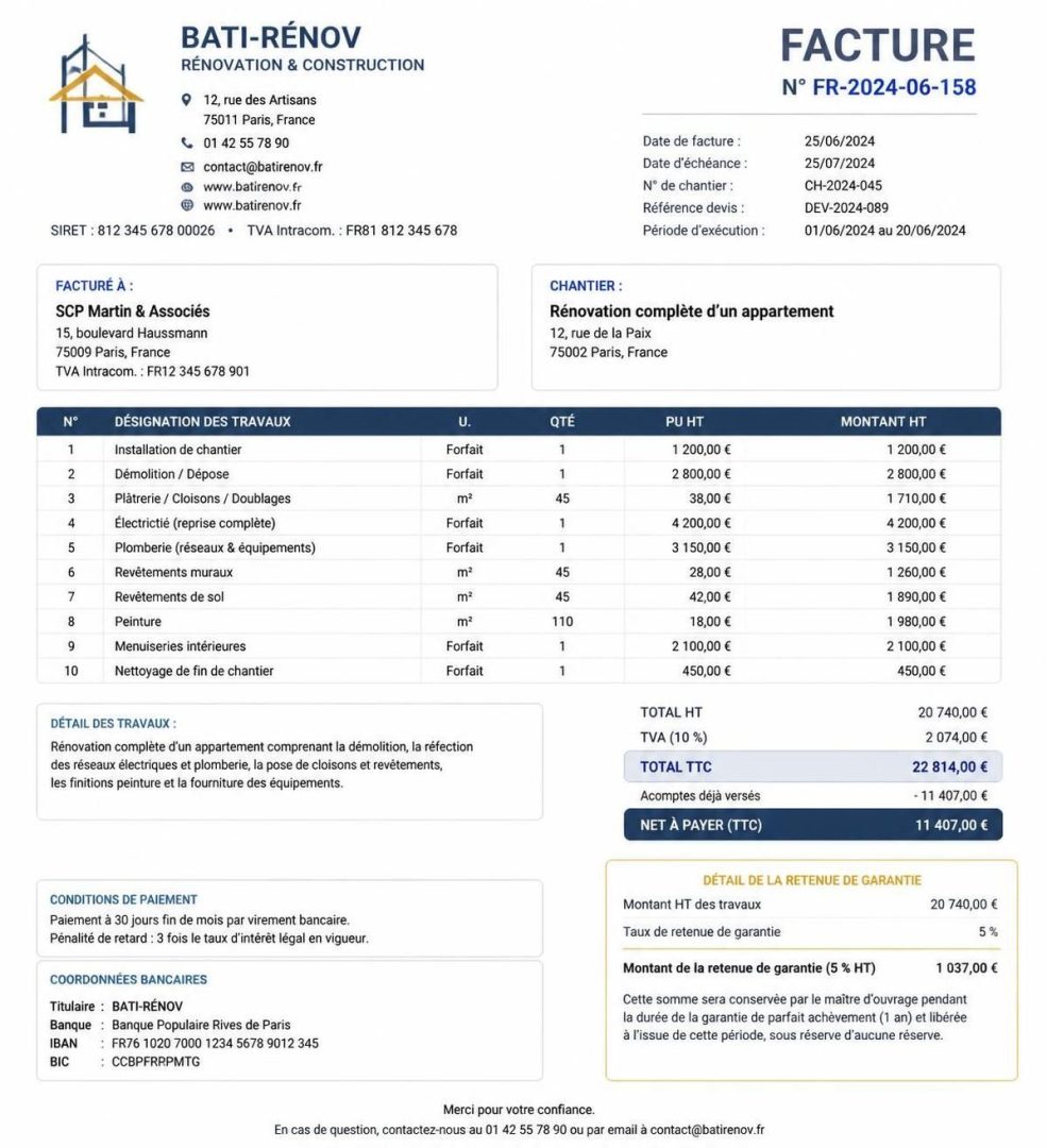 découvrez le fonctionnement de la retenue de garantie de 5 % sur un chantier de rénovation, son utilité, son mode de calcul et les conditions de son application pour sécuriser vos travaux.